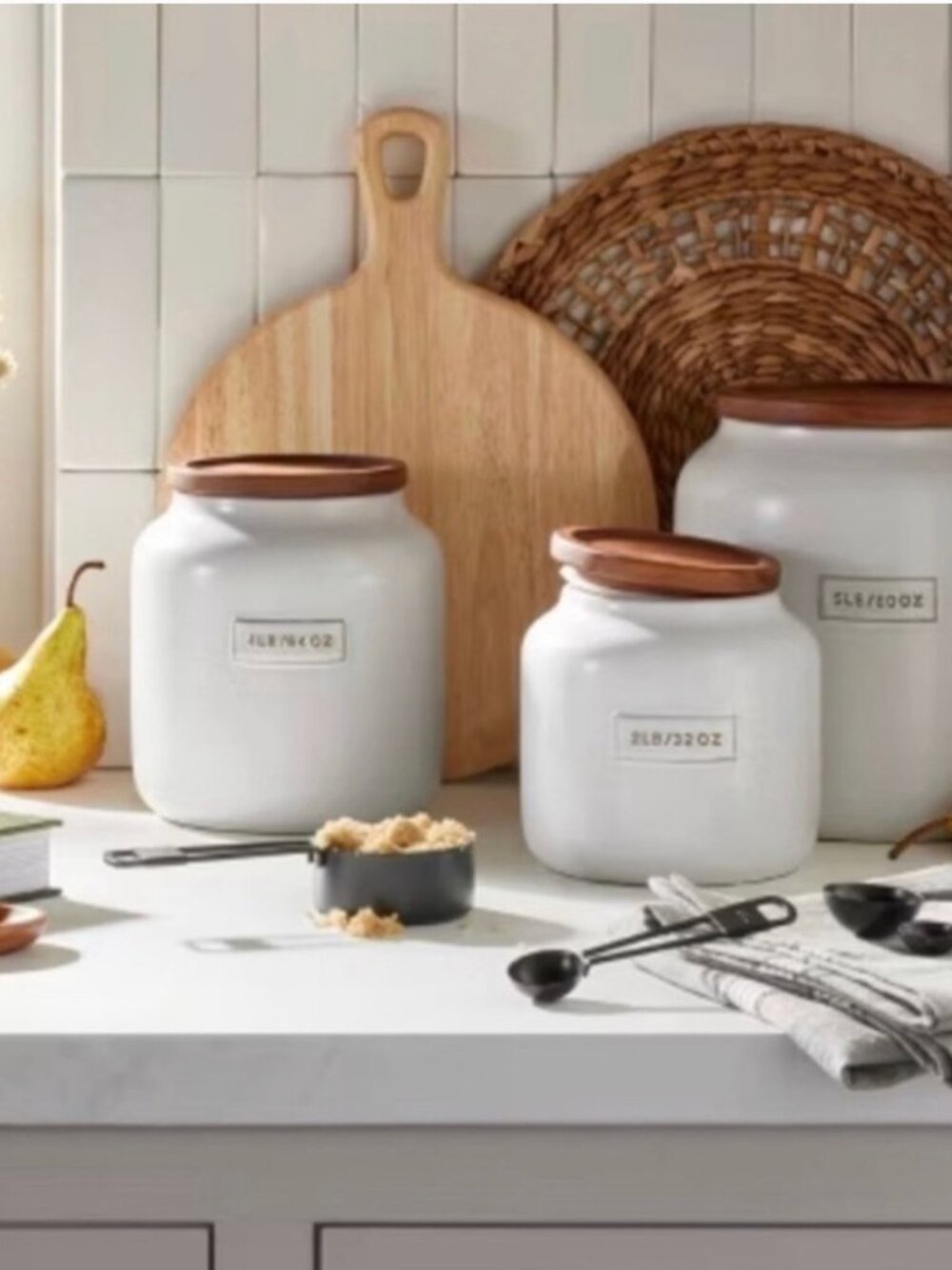 64oz Dry Goods Stoneware Canister with Wood Lid - Hearth & Hand™ with Magnolia